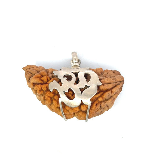1 Mukhi Rudraksha Om Silver Locket