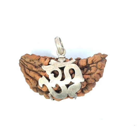 1 Mukhi Rudraksha Om Silver Locket