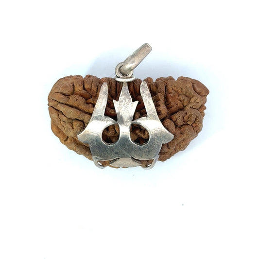 1 Mukhi Rudraksha Trishul Silver Locket