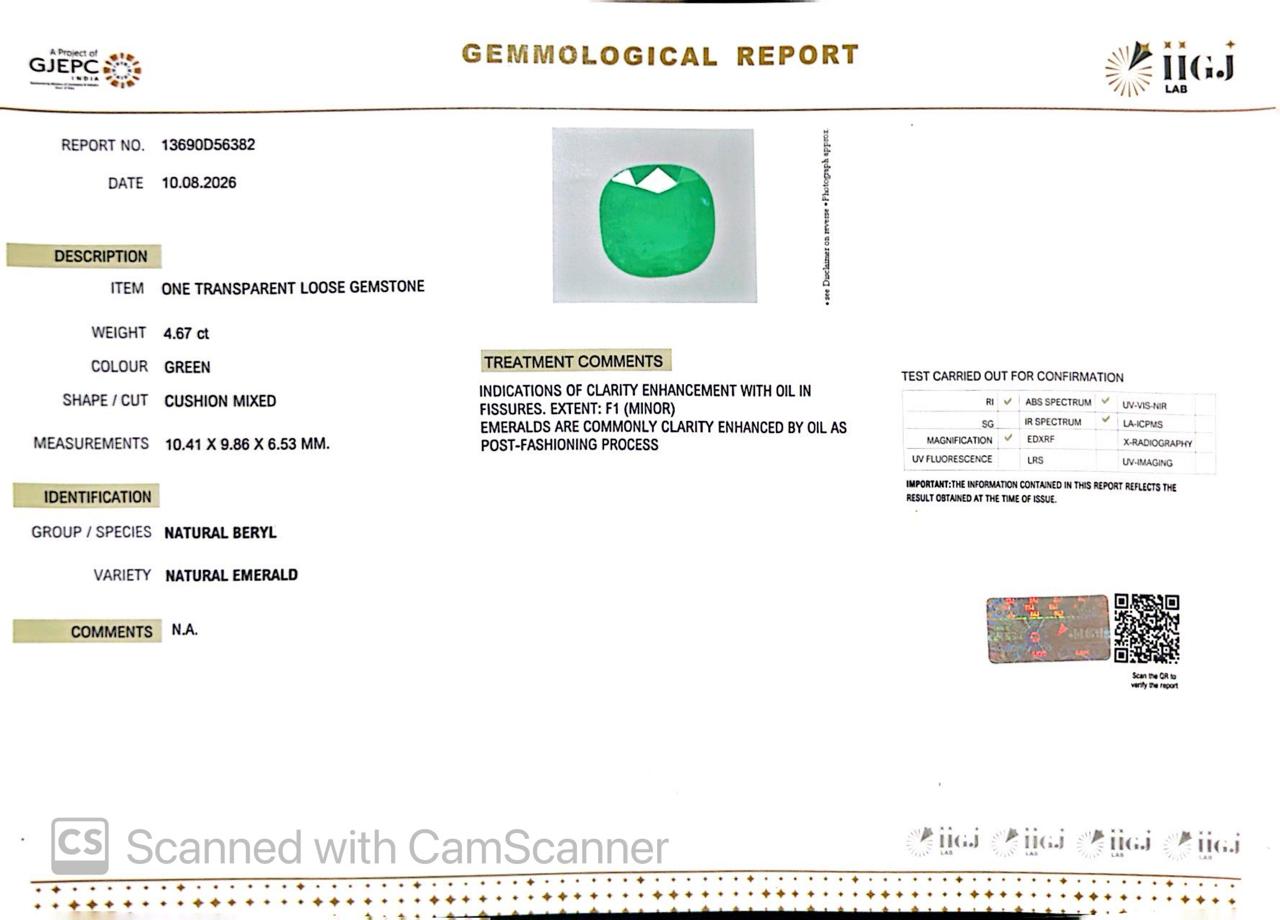 Natural Emerald (Panna) 4.67 Ct β Certified Premium Gemstone