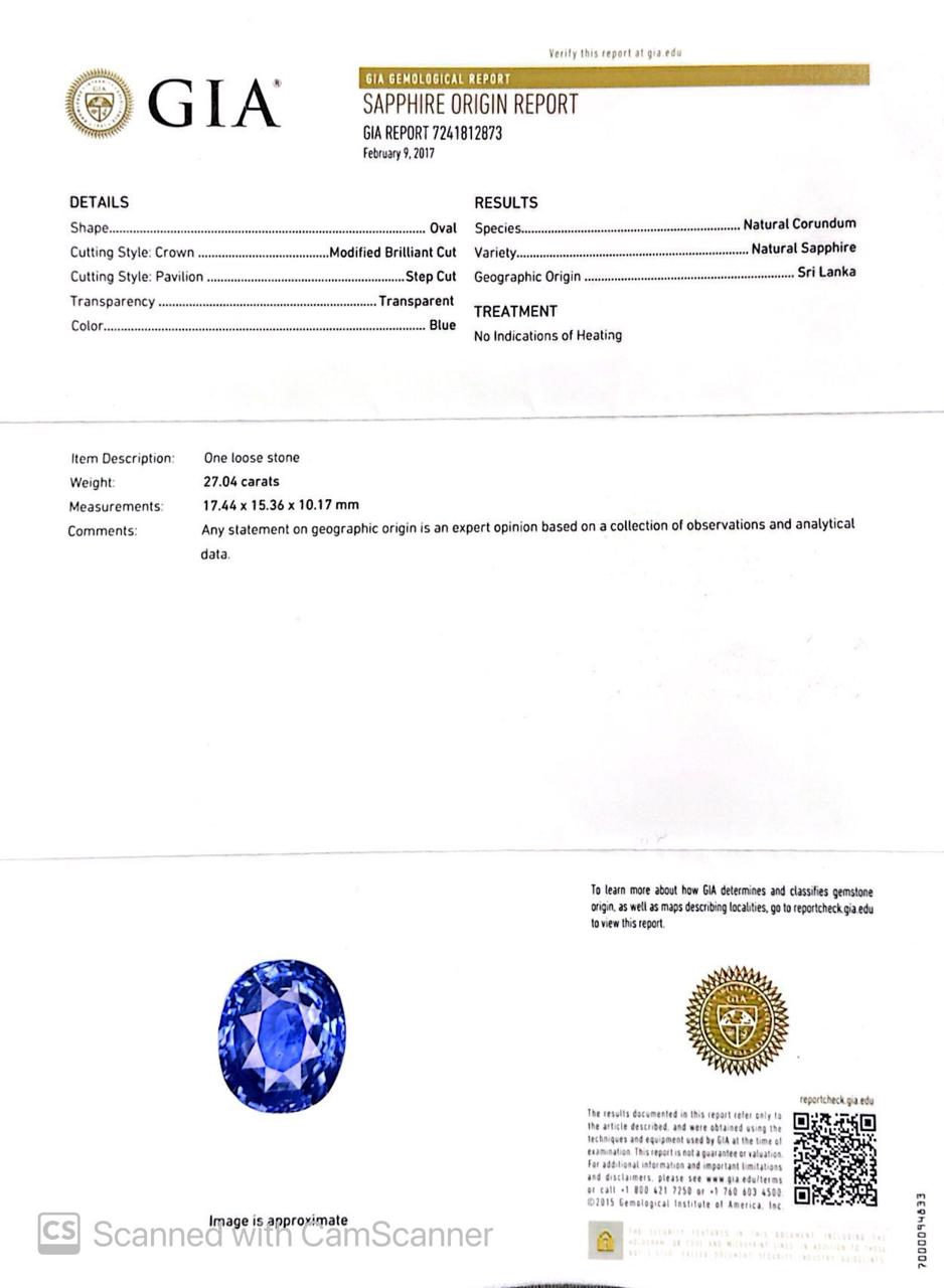 Natural Blue Sapphire (Neelam) 27.04 Ct – Certified