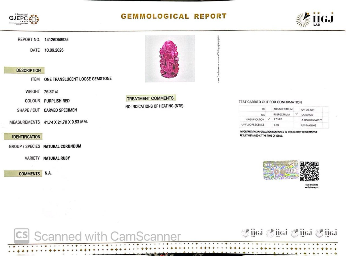 Natural Ruby Figure 76.41 Ct – Certified Gemstone