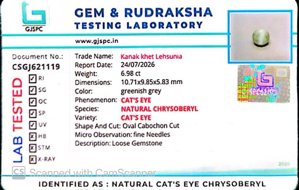 Natural Cat’s Eye Gemstone (Lehsunia) – Protection, Intuition & Ketu’s Power 6.98 CT