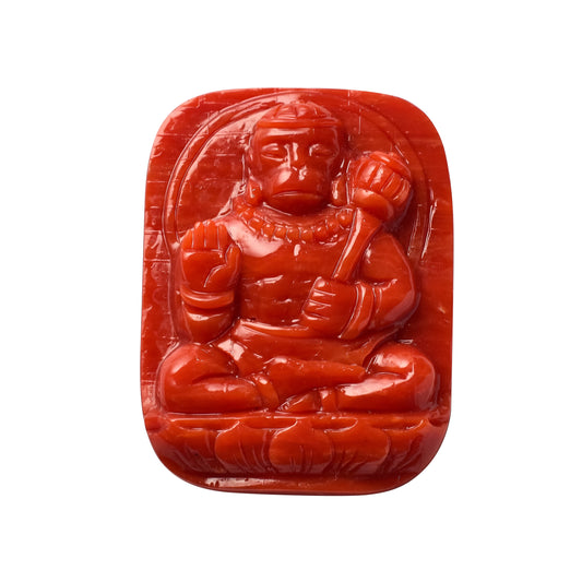 Coral Hanuman Gemstone Sculpture – Strength, Protection & Devotion in Divine Form 69.84 CT