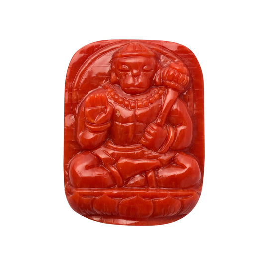 Coral Hanuman Gemstone Sculpture – Strength, Protection & Devotion in Divine Form 73.14 CT