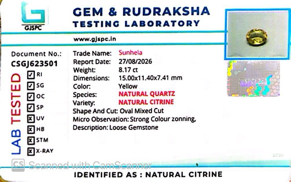 Citrine 8.17 Ct – Premium Gemstone