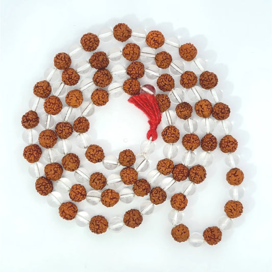 Rudraksha & Crystal Mix Mala – 108 Beads
