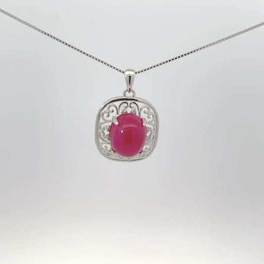 Natural Ruby Pendant in 925 Sterling Silver – Certified Manik Stone Pendant for Elegance & Energy