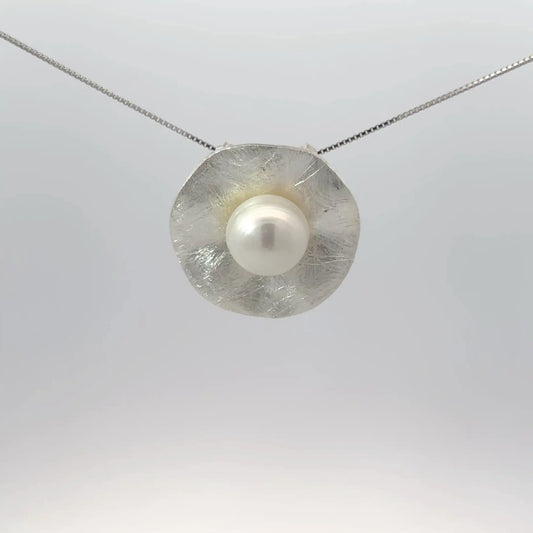 Natural Moti (Pearl) Pendant in Pure Silver – Certified Moon Gemstone for Peace & Emotional Balance