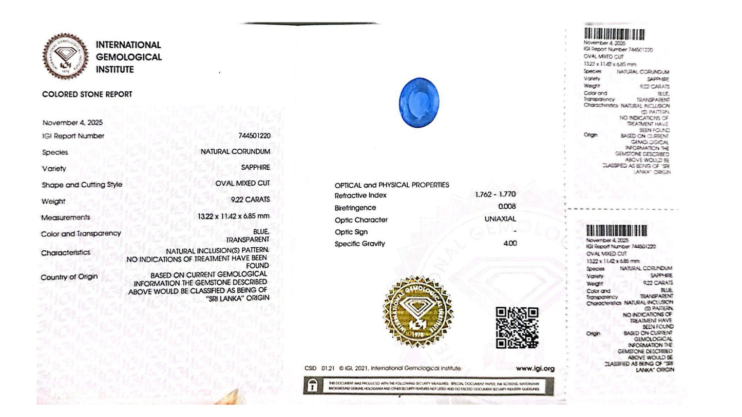 Natural Blue Sapphire (Neelam) – Power, Protection & Saturn’s Blessing 9.22 CT