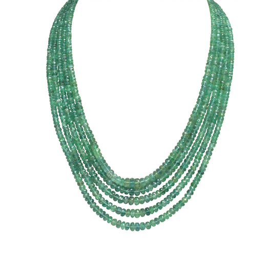 Emerald Cutting Mala – 5 Line 296.48 CT