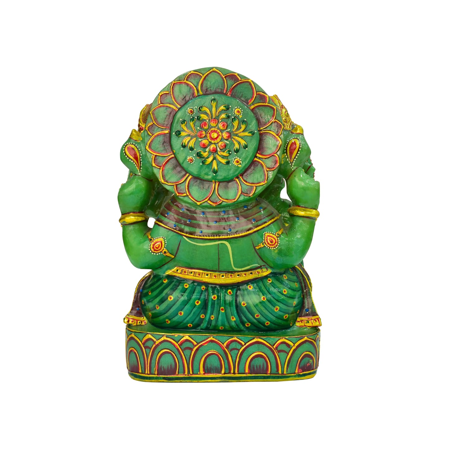 Green Zed Stone Panch Mukhi Ganesh Ji Figure – Five-Faced Divine Protection in Elegant Stone 7.493 kg