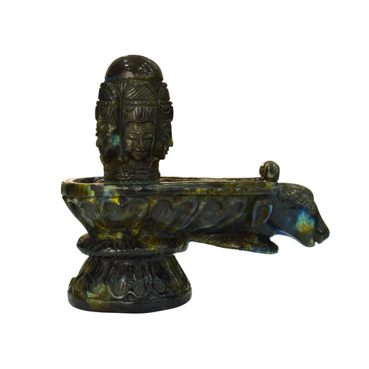 Labradorite Shivling Figure – Radiant Symbol of Lord Shiva in Mystical Stone 2.975 kg