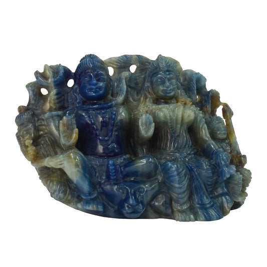 Natural Blue Sapphire Shiv Parivar with Shivling Back Figure 4550 CT