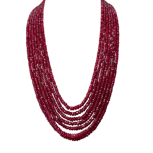 Ruby Cutting Mala – 7 Line 591.45 CT