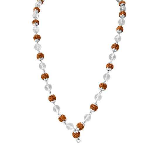 Silver Rudraksha Mala with Crystal – A Fusion of Power & Purity