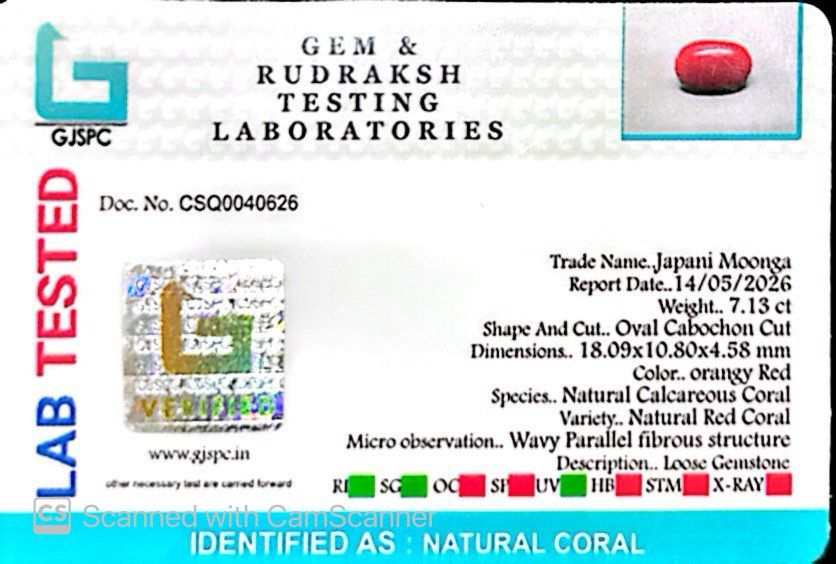 Red Coral Japanese – Natural Moonga for Strength 7.13 CT
