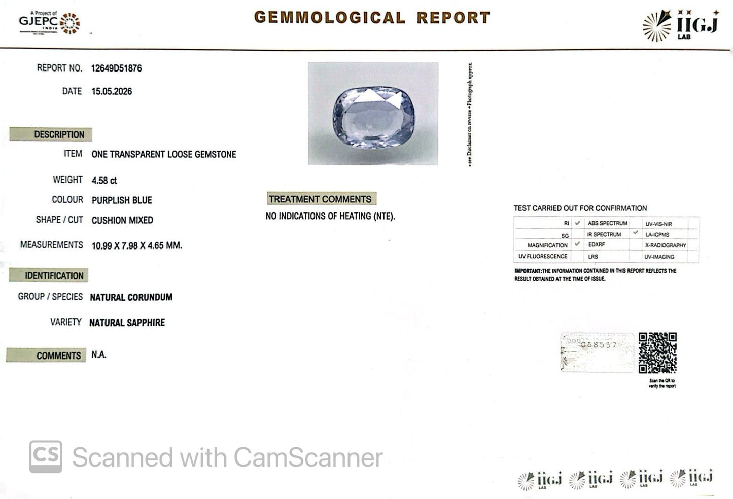 Natural Blue Sapphire (Neelam) – Power, Protection & Saturn’s Blessing 4.58 CT