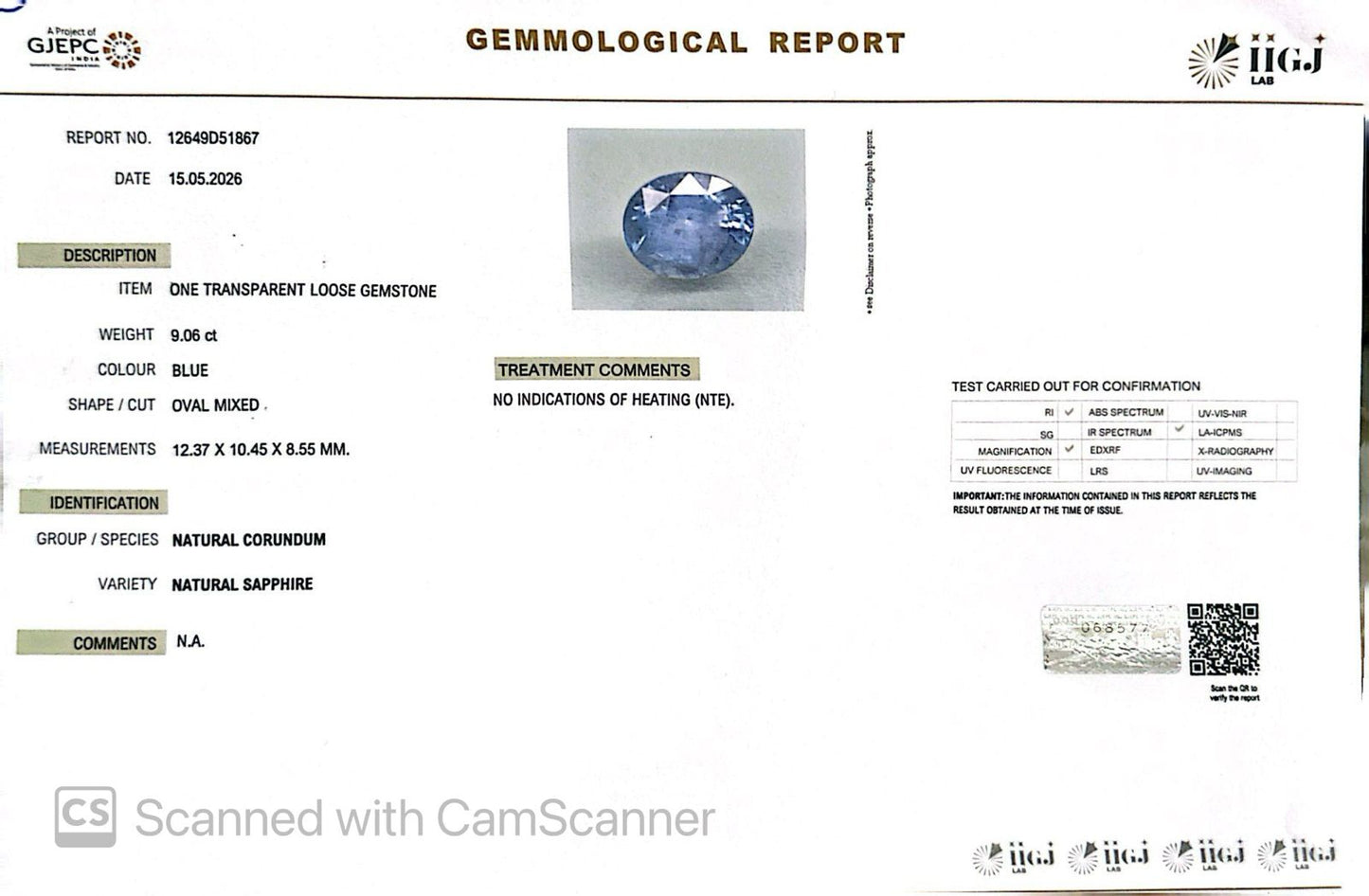 Natural Blue Sapphire (Neelam) – Power, Protection & Saturn’s Blessing 9.06 CT
