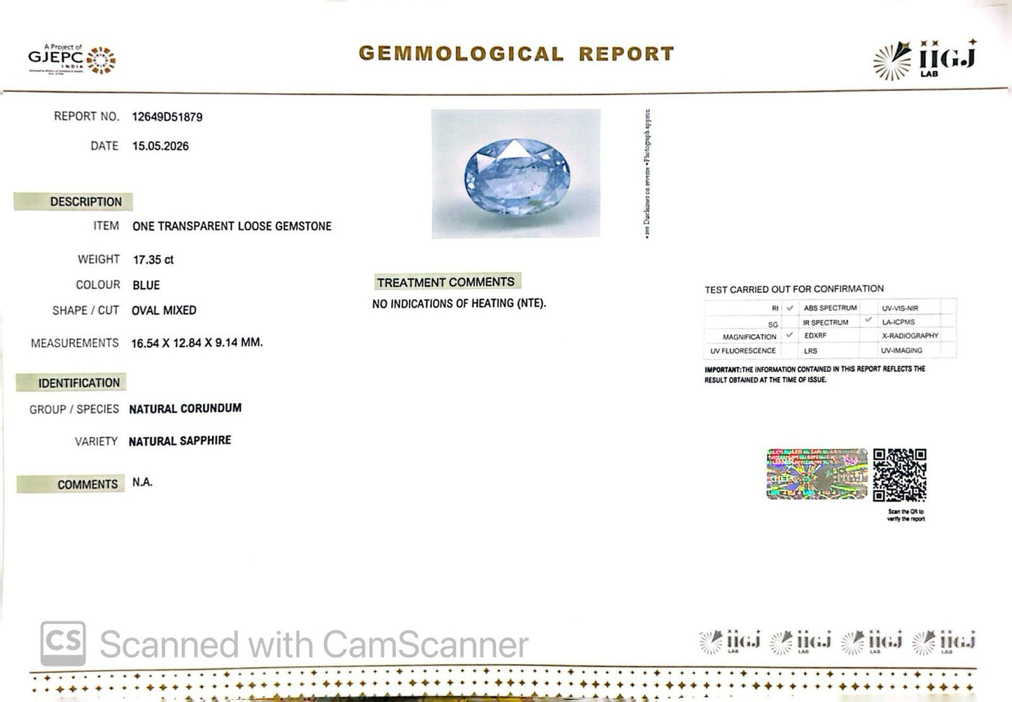 Natural Blue Sapphire (Neelam) – Power, Protection & Saturn’s Blessing 17.35 CT