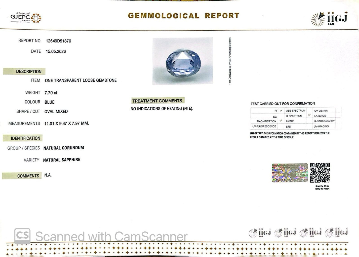 Natural Blue Sapphire (Neelam) – Power, Protection & Saturn’s Blessing 7.70 CT