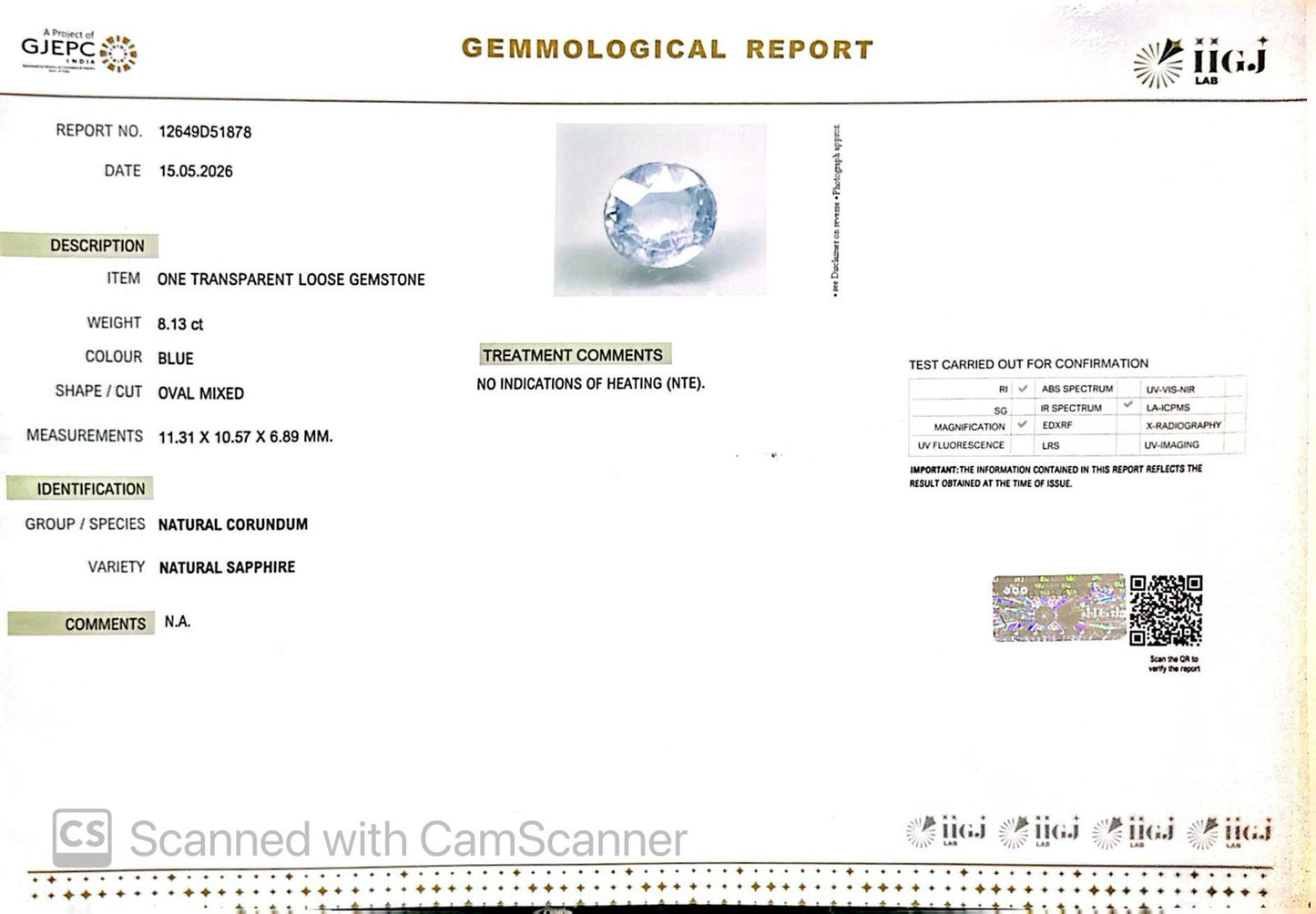 Natural Blue Sapphire (Neelam) – Power, Protection & Saturn’s Blessing 8.13 CT