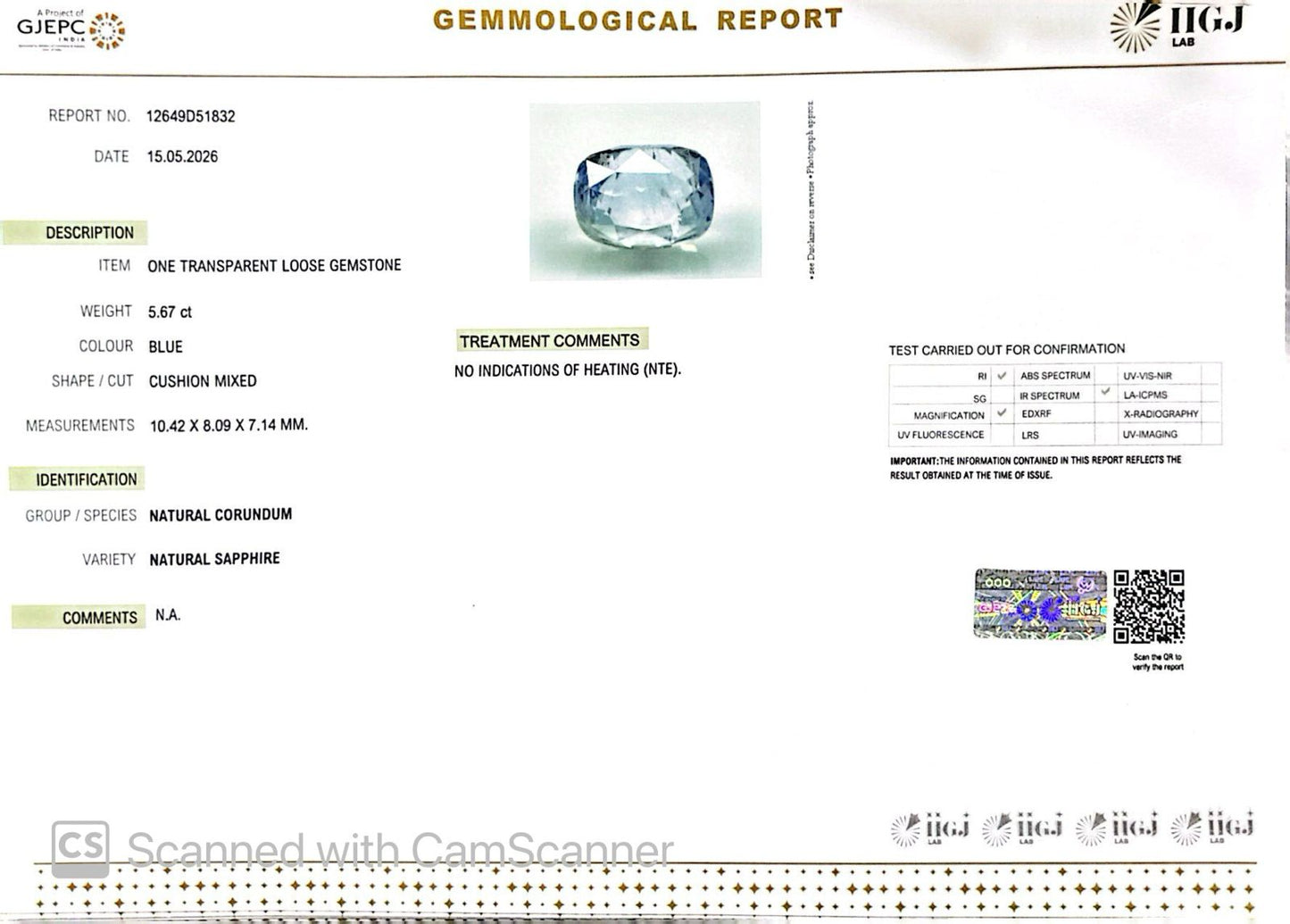Natural Blue Sapphire (Neelam) – Power, Protection & Saturn’s Blessing 5.67 CT