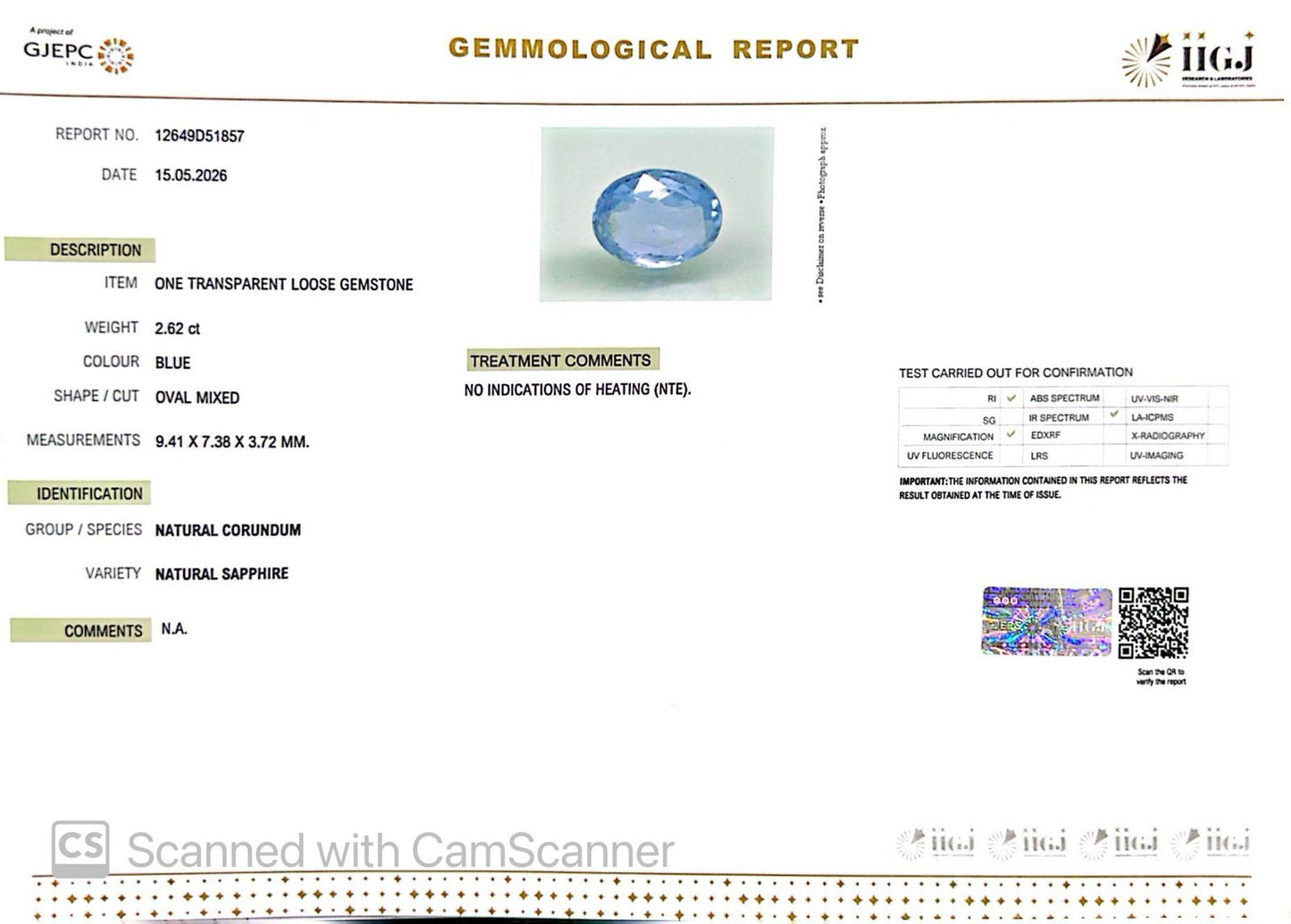 Natural Blue Sapphire (Neelam) – Power, Protection & Saturn’s Blessing 2.62 CT