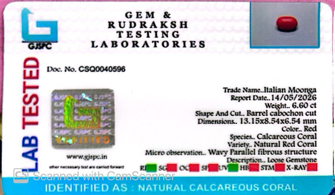 Natural Coral Gemstone – The Gem of Strength, Vitality & Protection 6.60 CT