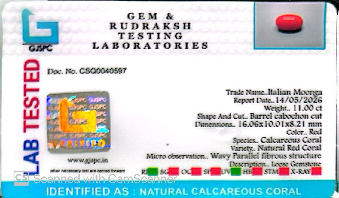 Natural Coral Gemstone – The Gem of Strength, Vitality & Protection 11.00 CT
