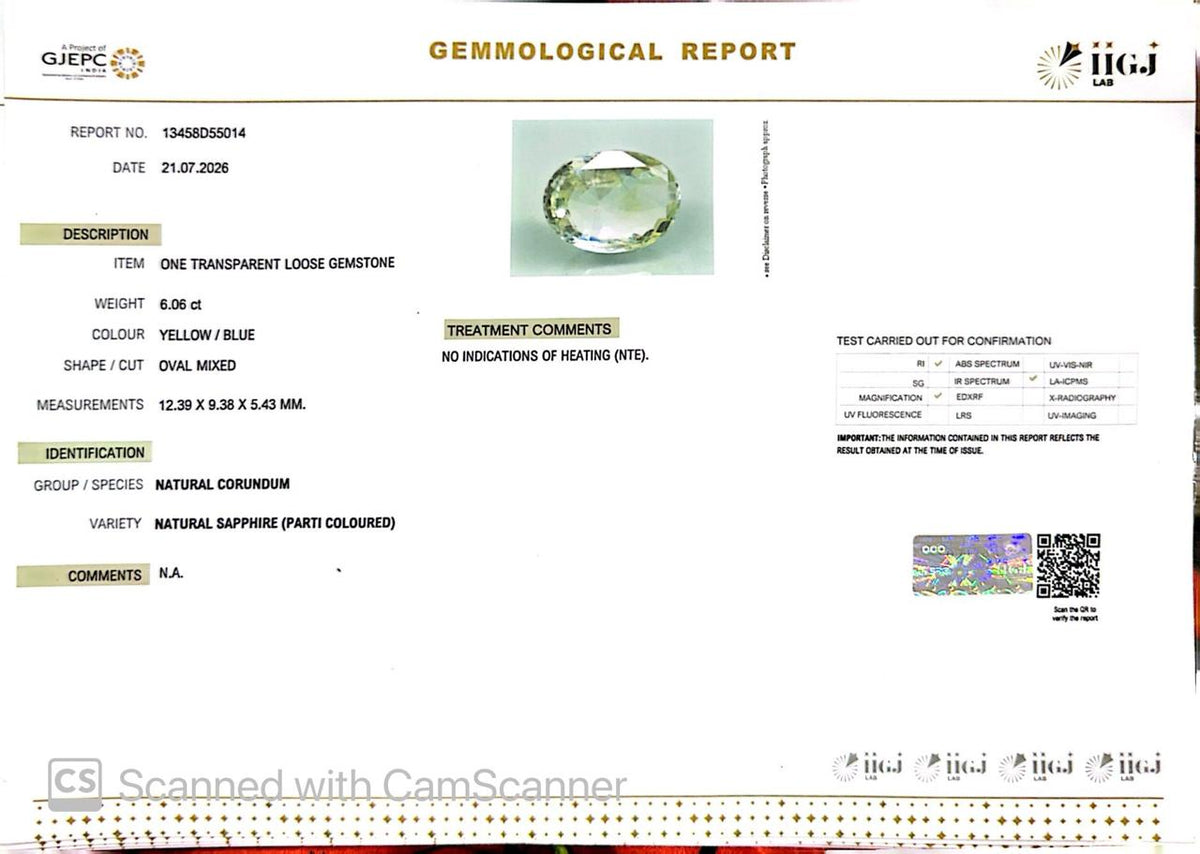 Pitambari Gems – Dual Power of Jupiter & Saturn in One Divine Stone 6.06 CT