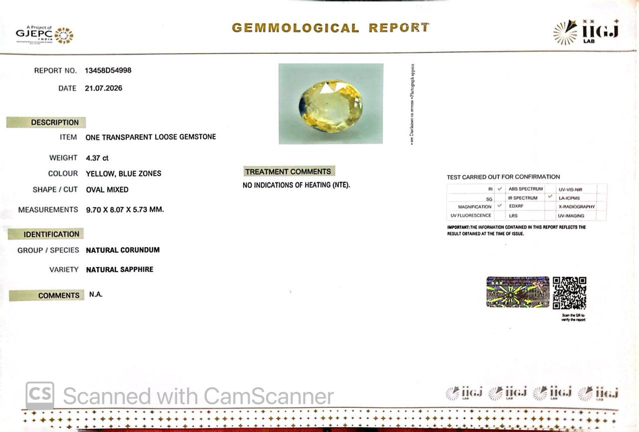 Pitambari Gems – Dual Power of Jupiter & Saturn in One Divine Stone 4.37 CT