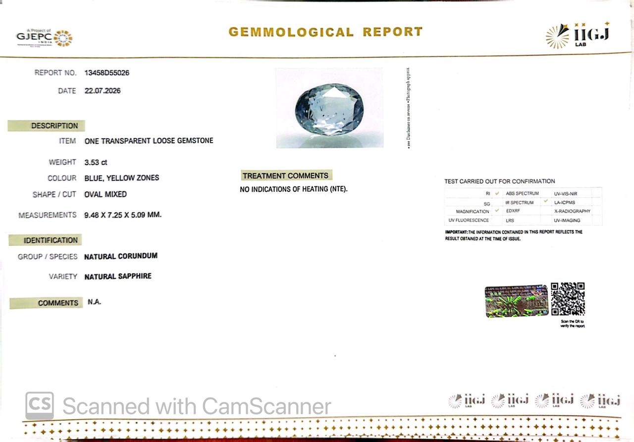 Pitambari Gems – Dual Power of Jupiter & Saturn in One Divine Stone 3.53 CT