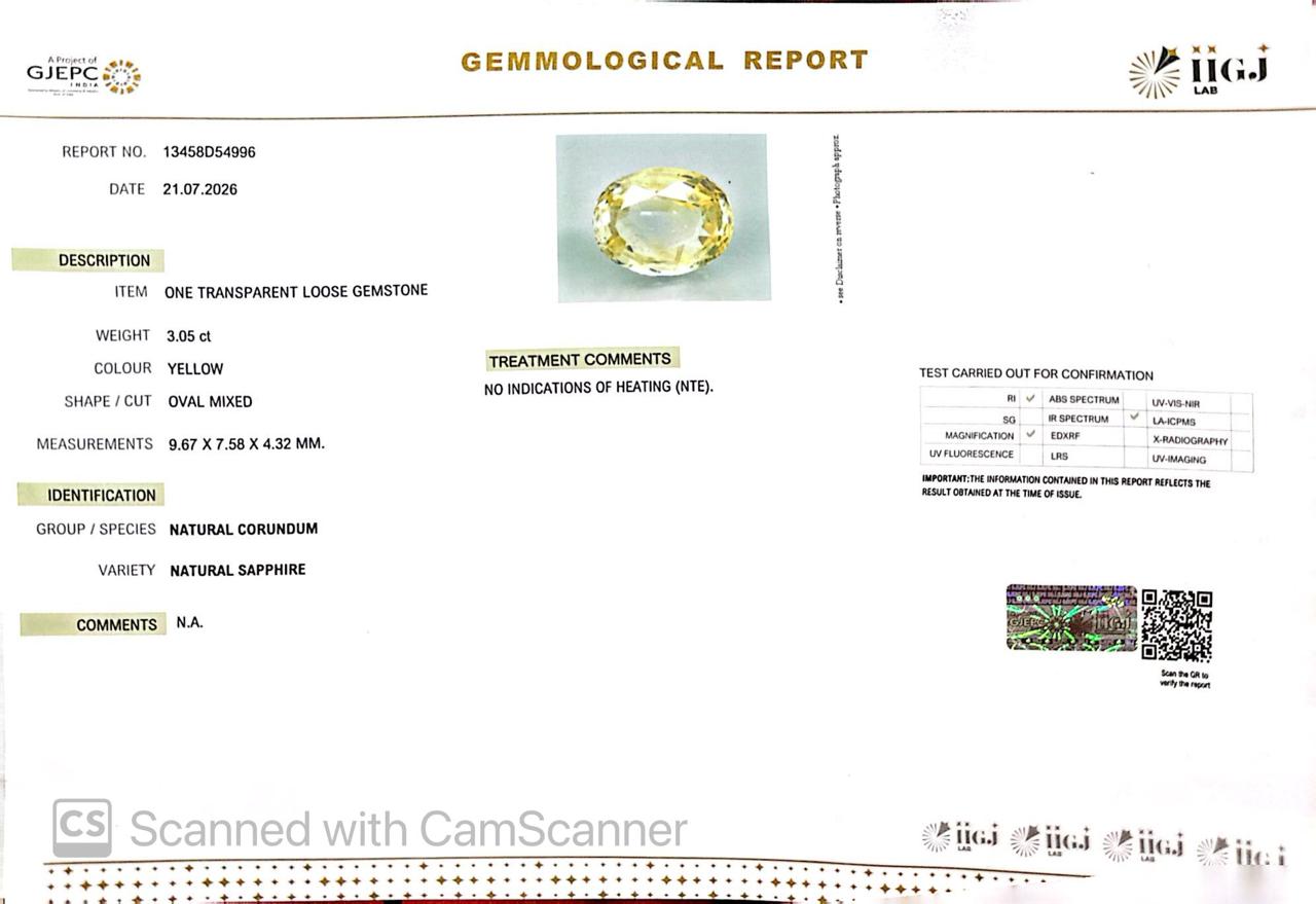 Pitambari Gems – Dual Power of Jupiter & Saturn in One Divine Stone 3.05 CT