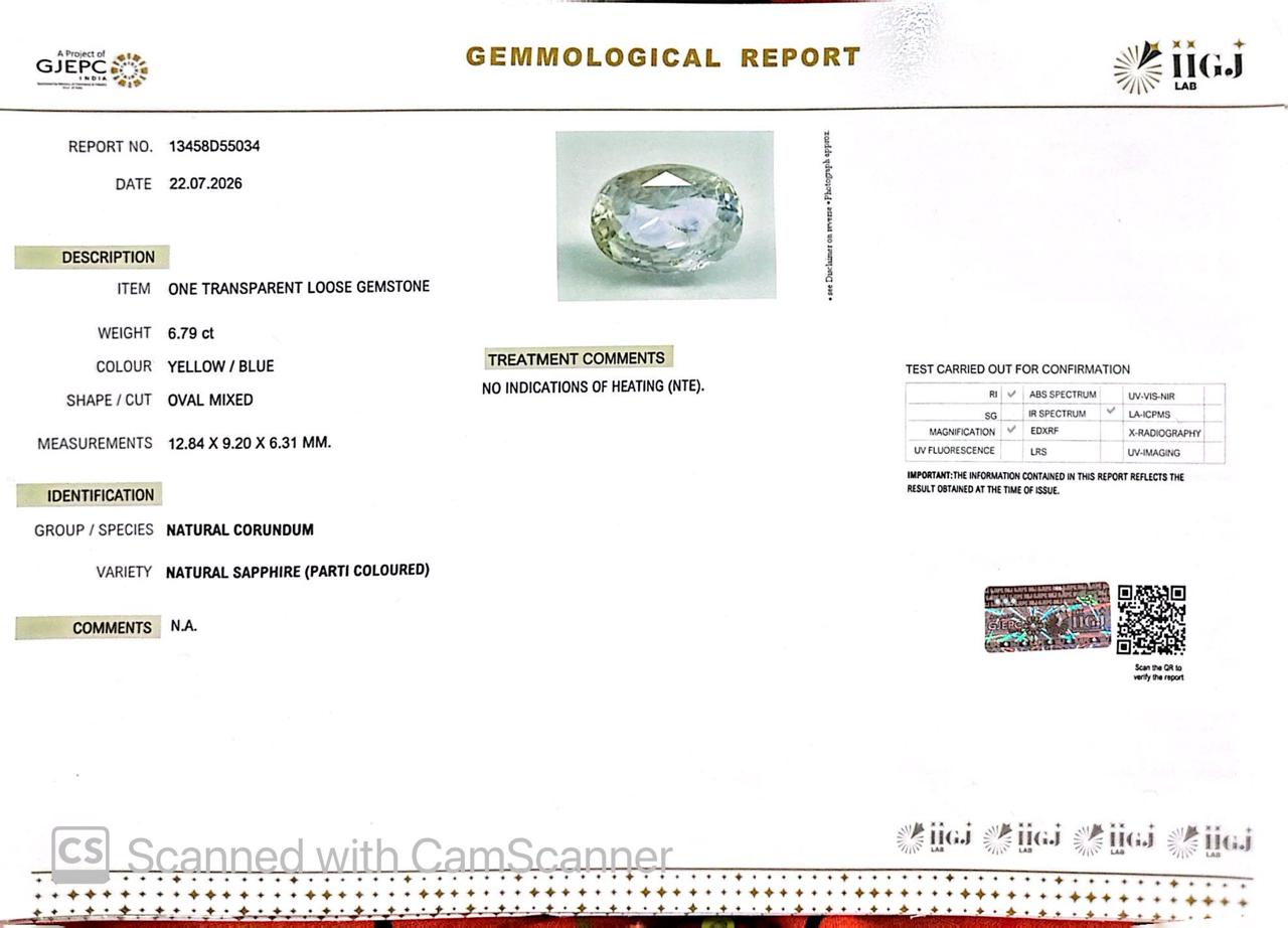 Pitambari Gems – Dual Power of Jupiter & Saturn in One Divine Stone 6.79 CT