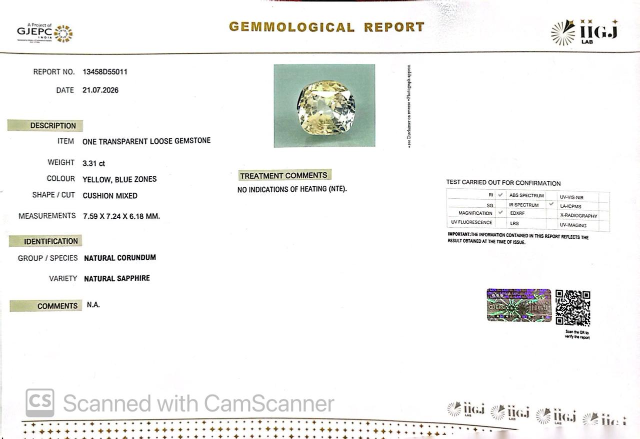 Pitambari Gems – Dual Power of Jupiter & Saturn in One Divine Stone 3.31 CT