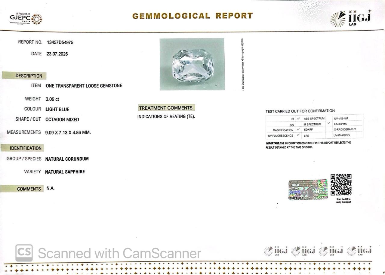 Natural White Sapphire Gemstone Online – Certified, Untreated & Ethically Sourced 3.06 CT