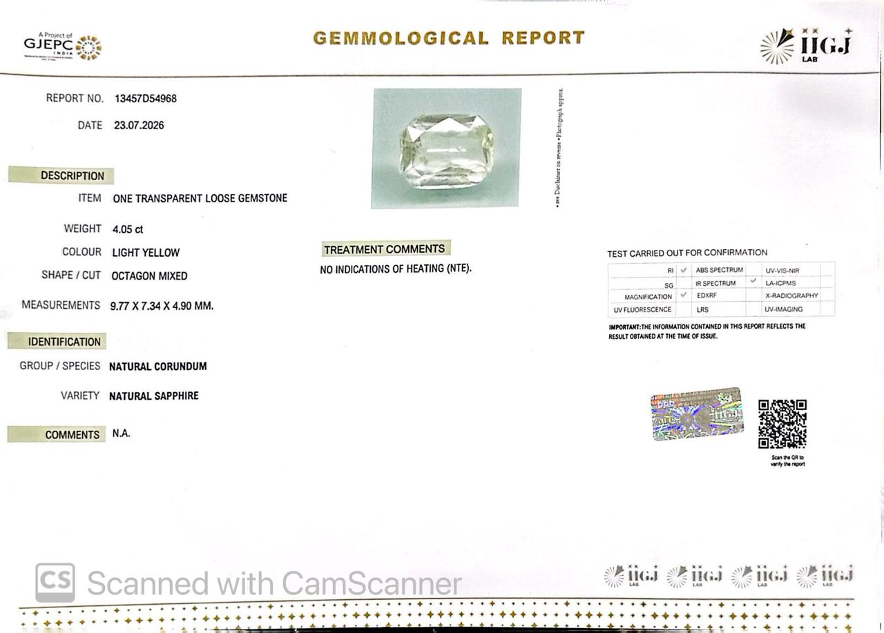 Natural(H) White Sapphire Gemstone Online – Certified & Ethically Sourced 4.05 CT