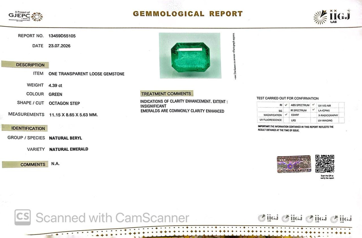 Natural Emerald (Panna) – Wisdom, Prosperity & Planet Mercury’s Blessing 4.39 CT