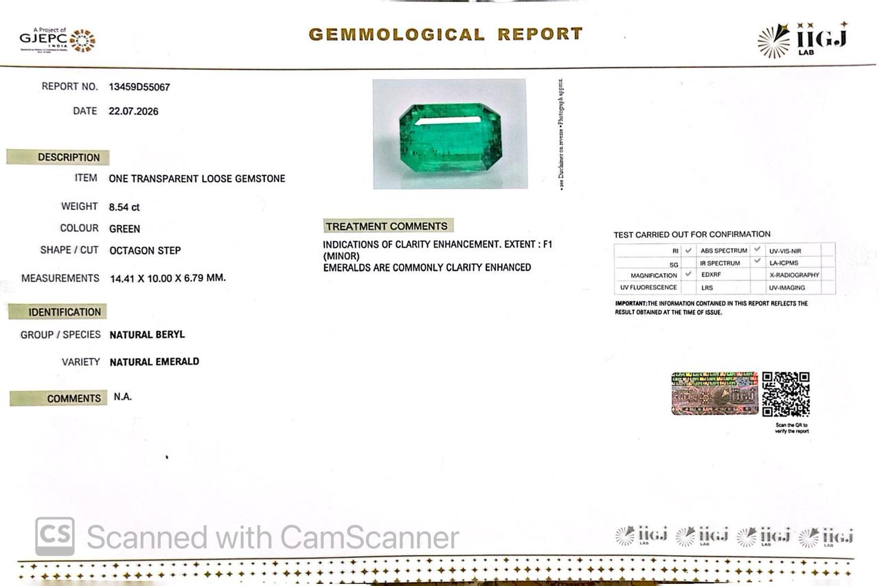 Natural Emerald (Panna) – Wisdom, Prosperity & Planet Mercury’s Blessing 8.54 CT