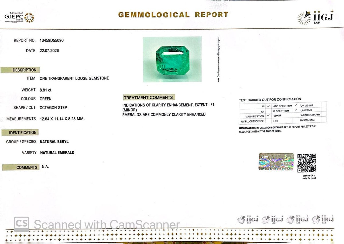 Natural Emerald (Panna) – Wisdom, Prosperity & Planet Mercury’s Blessing 8.81 CT