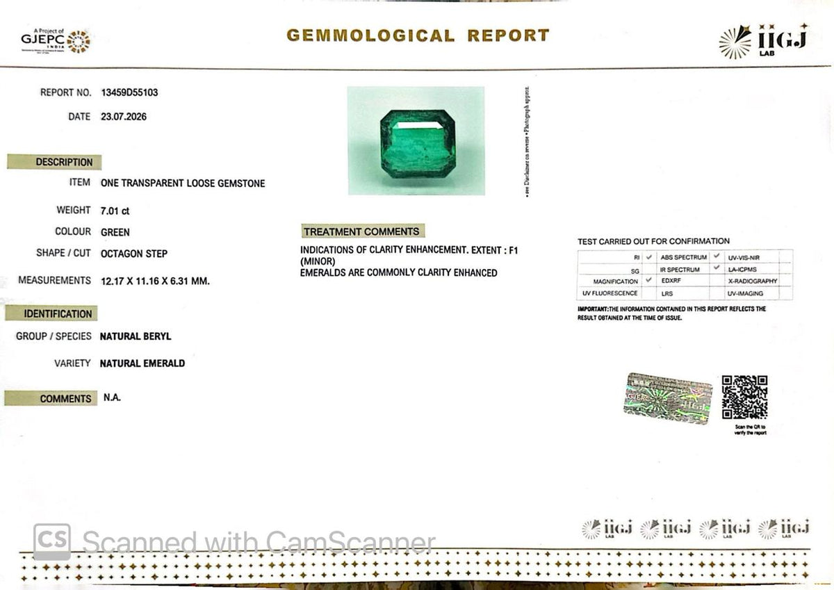 Natural Emerald (Panna) – Wisdom, Prosperity & Planet Mercury’s Blessing 7.01 CT