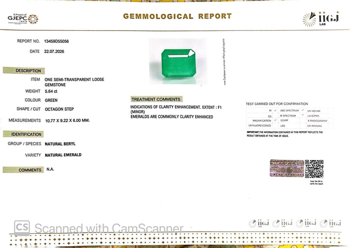 Natural Emerald (Panna) – Wisdom, Prosperity & Planet Mercury’s Blessing 5.64 CT