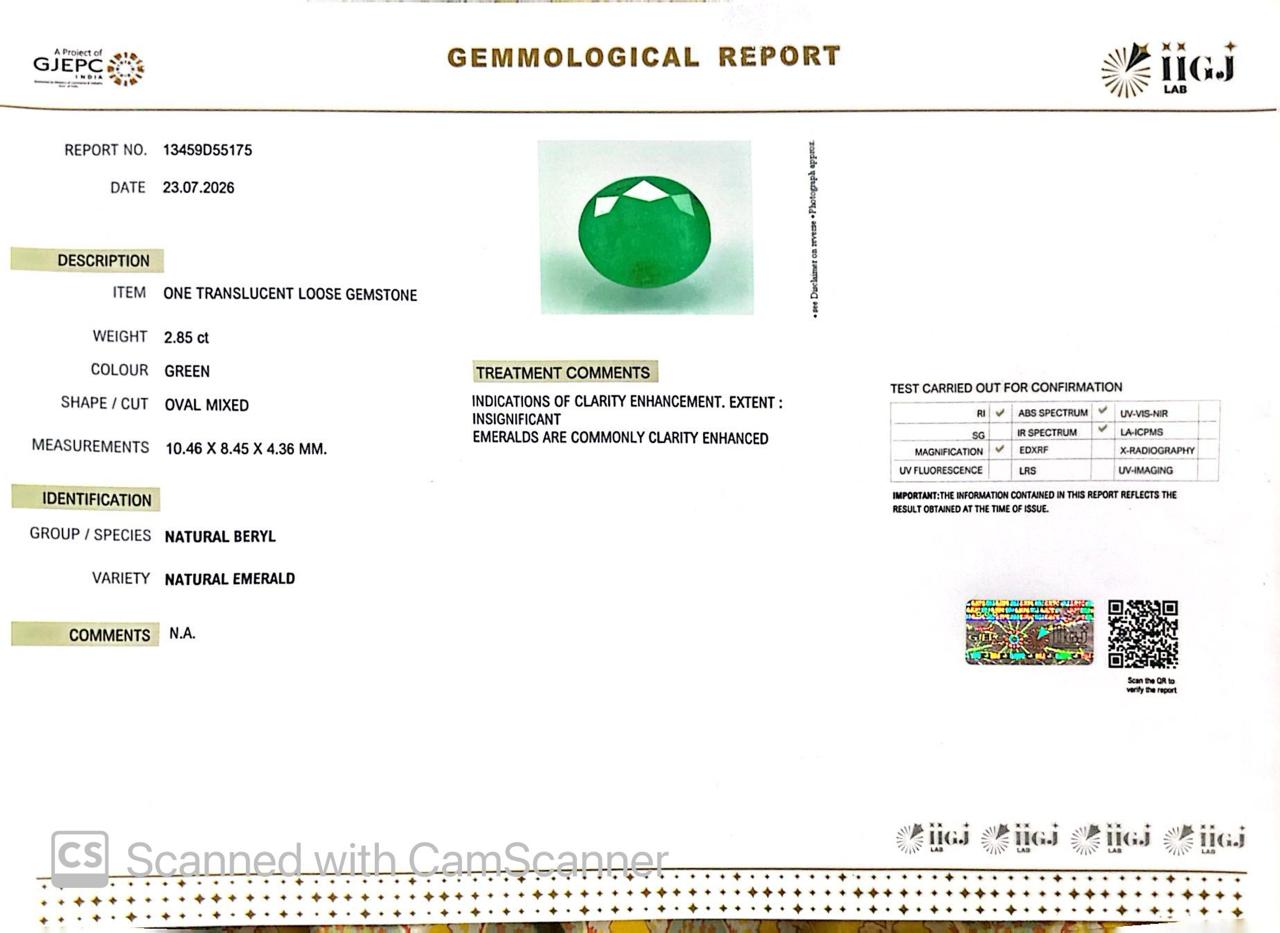 Natural Emerald (Panna) – Wisdom, Prosperity & Planet Mercury’s Blessing 2.85 CT