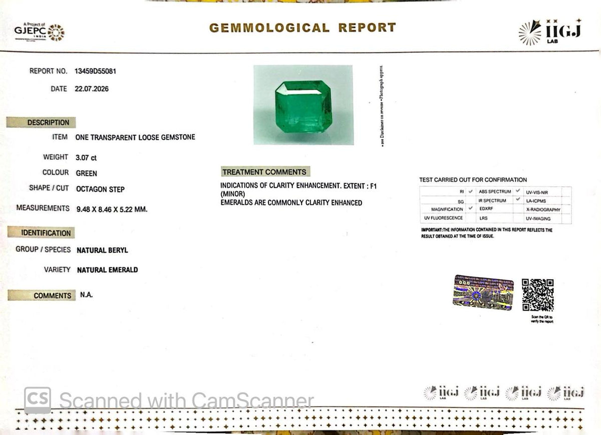 Natural Emerald (Panna) – Wisdom, Prosperity & Planet Mercury’s Blessing 3.07 CT