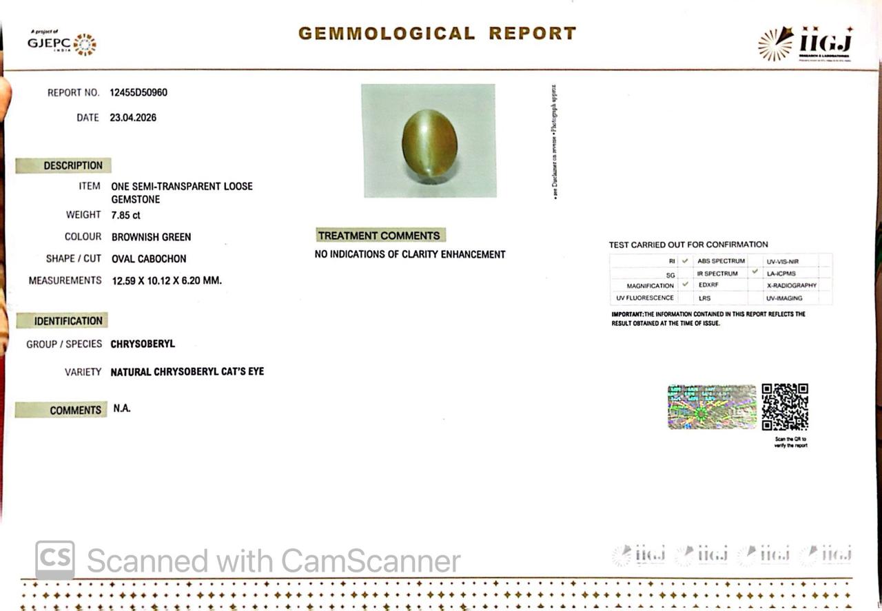 Natural Cat’s Eye Gemstone (Lehsunia) – Protection, Intuition & Ketu’s Power 7.85 CT