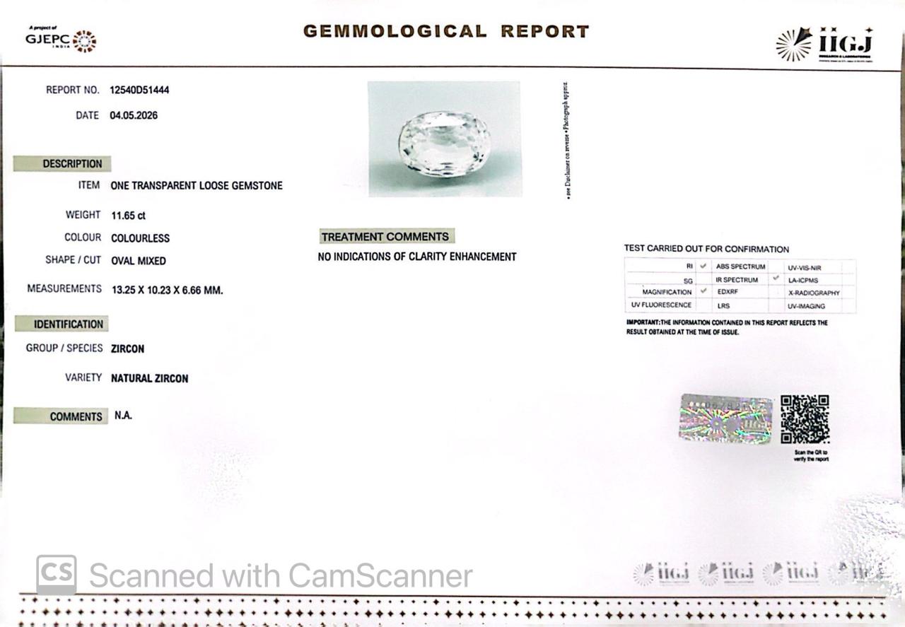 Natural Zircon – The Gemstone of Brilliance, Wisdom & Prosperity 11.65 CT