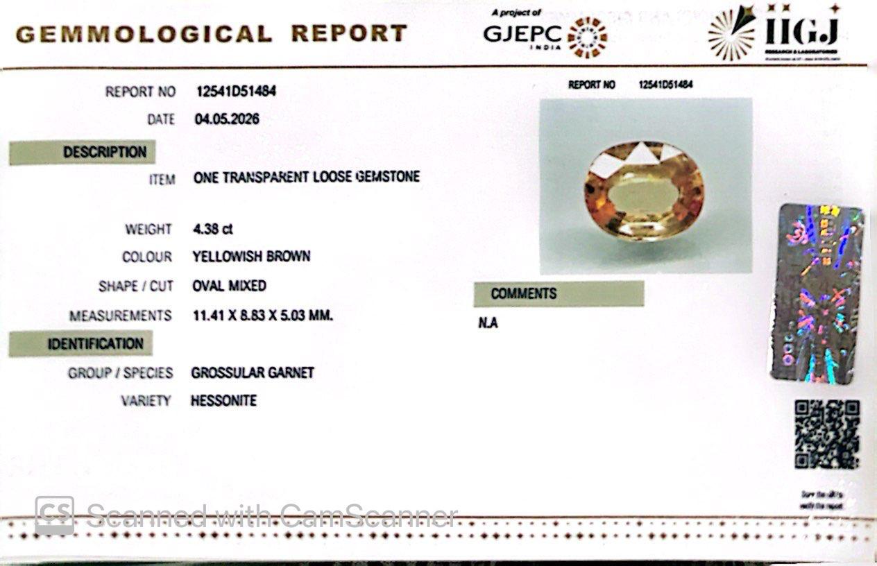 Siloni Gomed Gemstone – Natural Hessonite for Rahu Protection & Success 4.38 CT