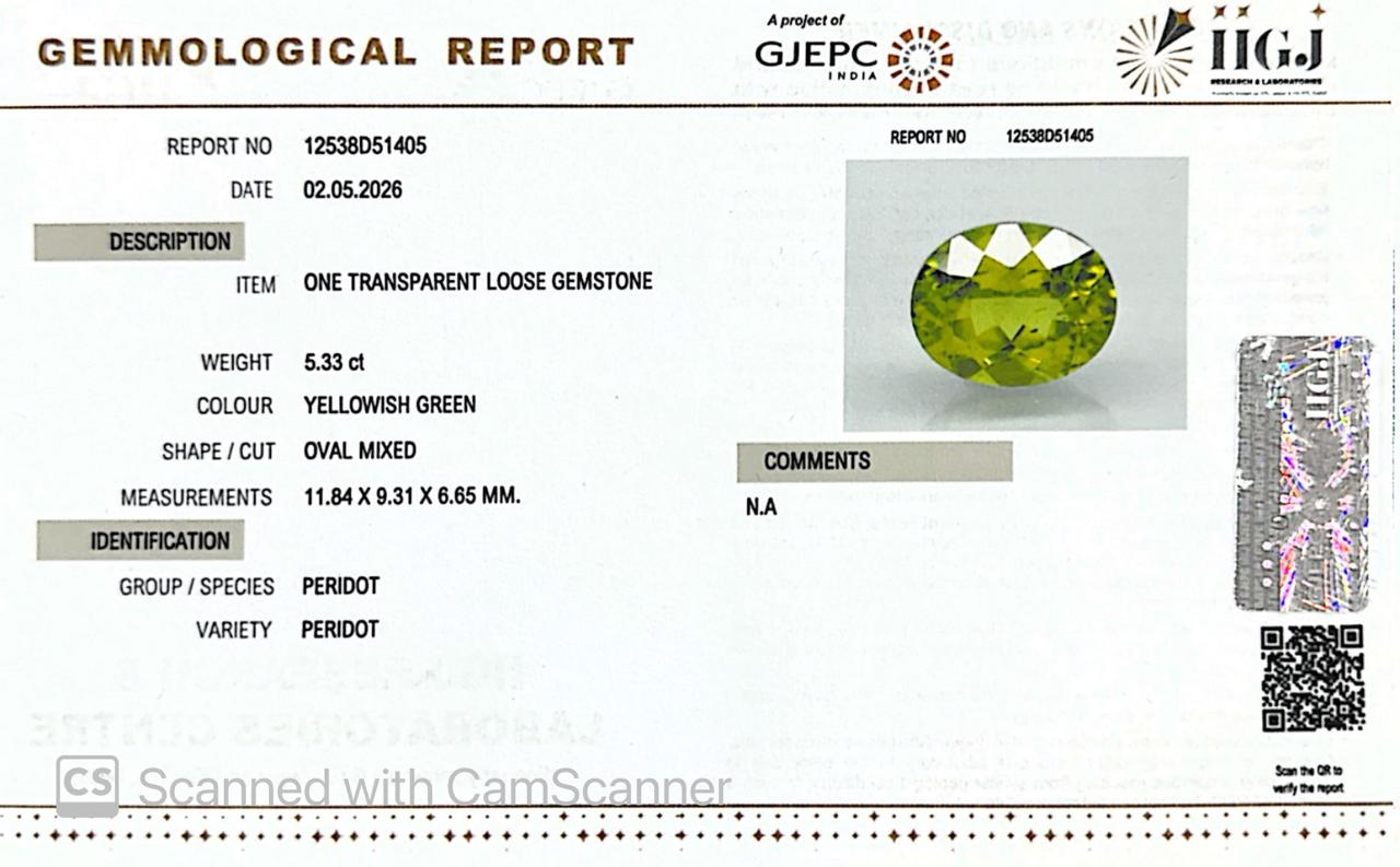 Peridot Gemstones – The Stone of Abundance, Light & Renewal 5.33 CT