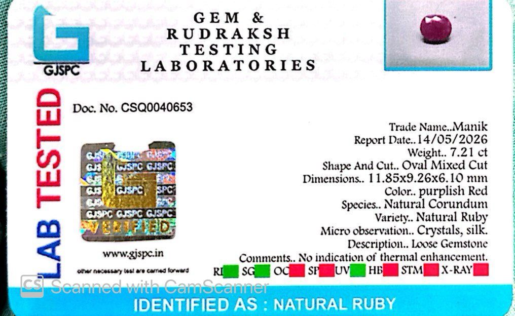Natural Ruby Gemstone – The King of Gems 7.21 CT